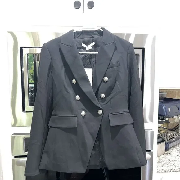 VERONICA BEARD Miller Dickey Jacket Blazer Black Sz 6 NWT Silver Buttons - Picture 2 of 5